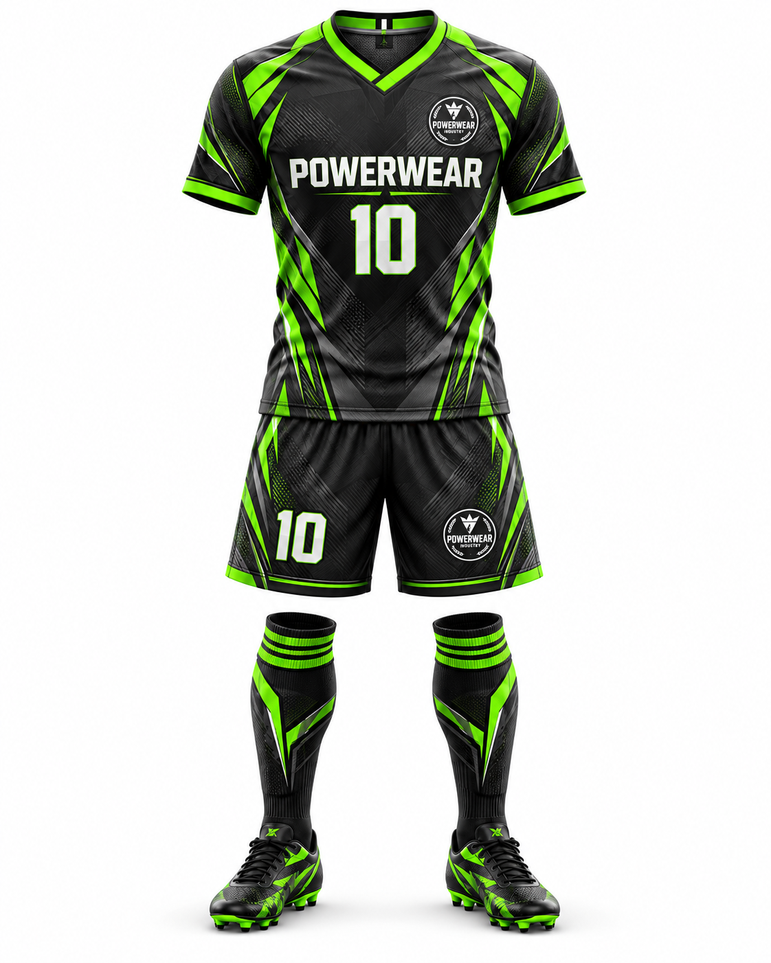 Wholesale All Black Premium Football Uniform - Custom Manufacturing | Power Wear Industry