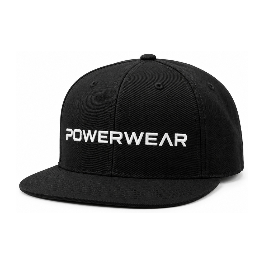 All Black White Embroidery Flat Brim Snapback - Power Wear Industry