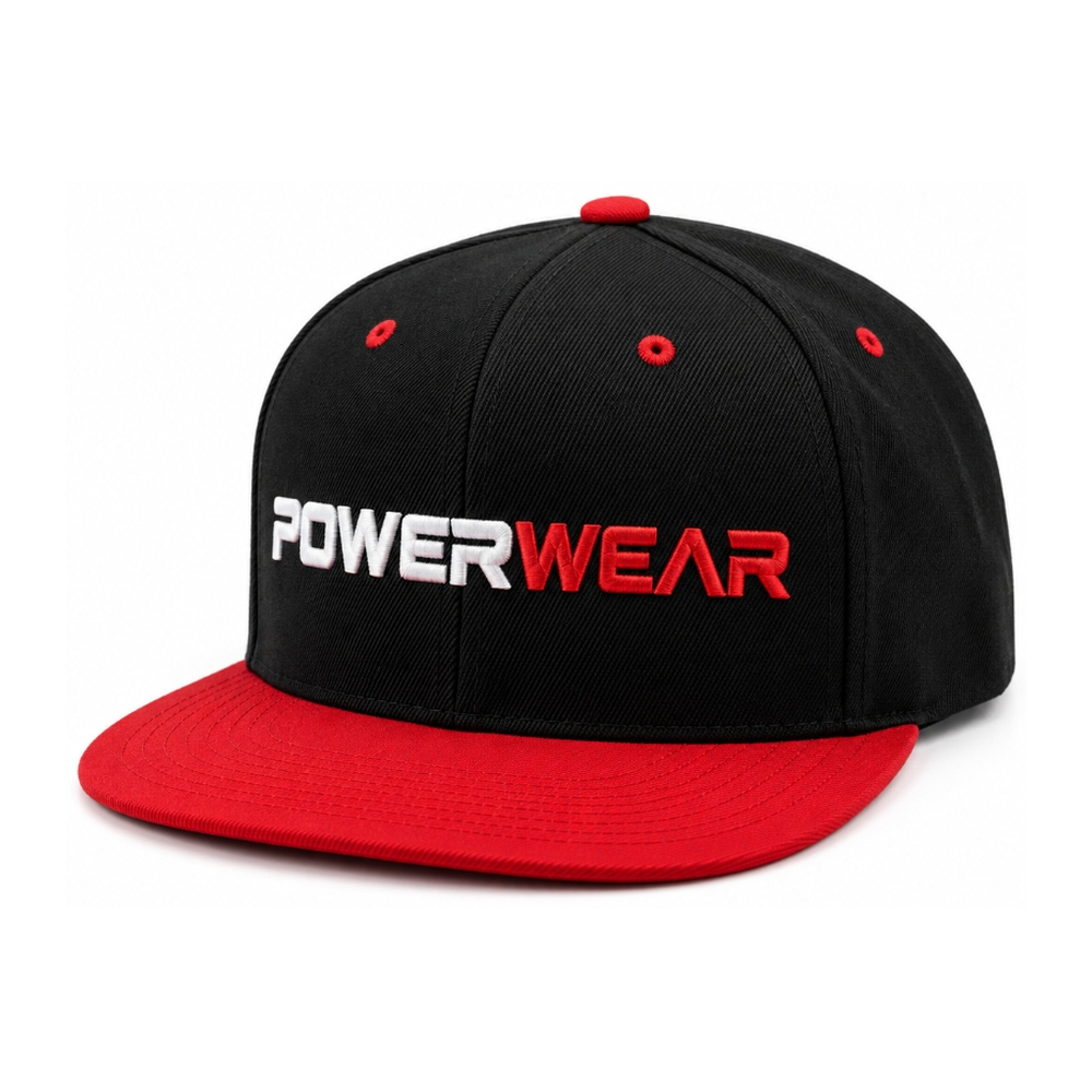Black Red Flat Brim Snapback - Power Wear Industry