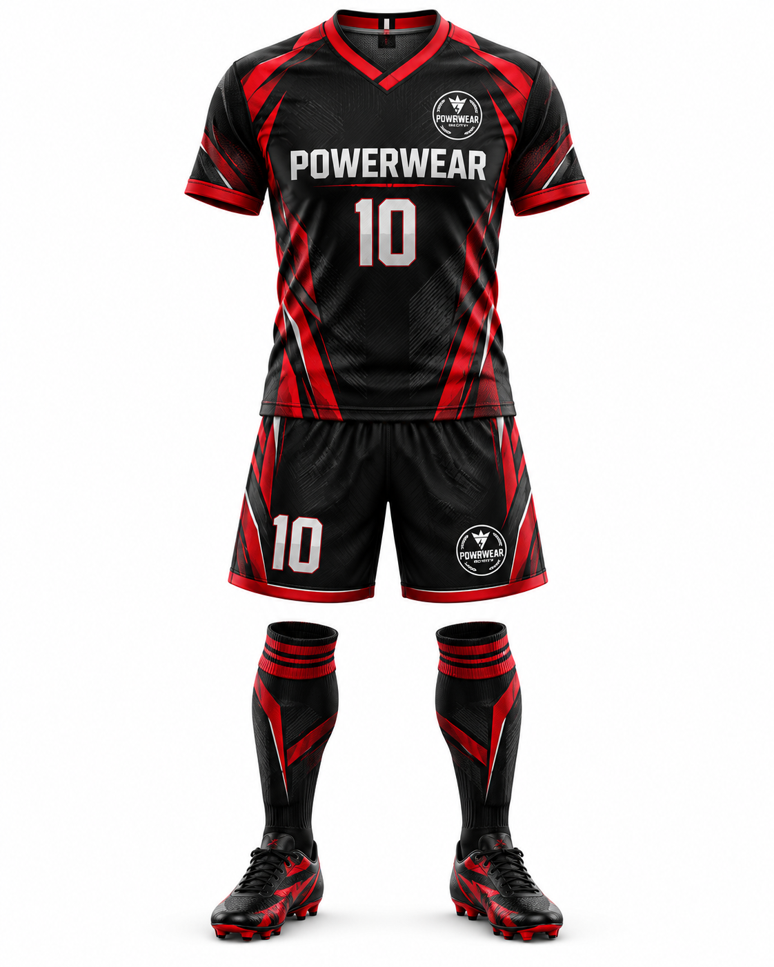 Wholesale Black Red Sublimation Football Uniform - Custom Manufacturing | Power Wear Industry