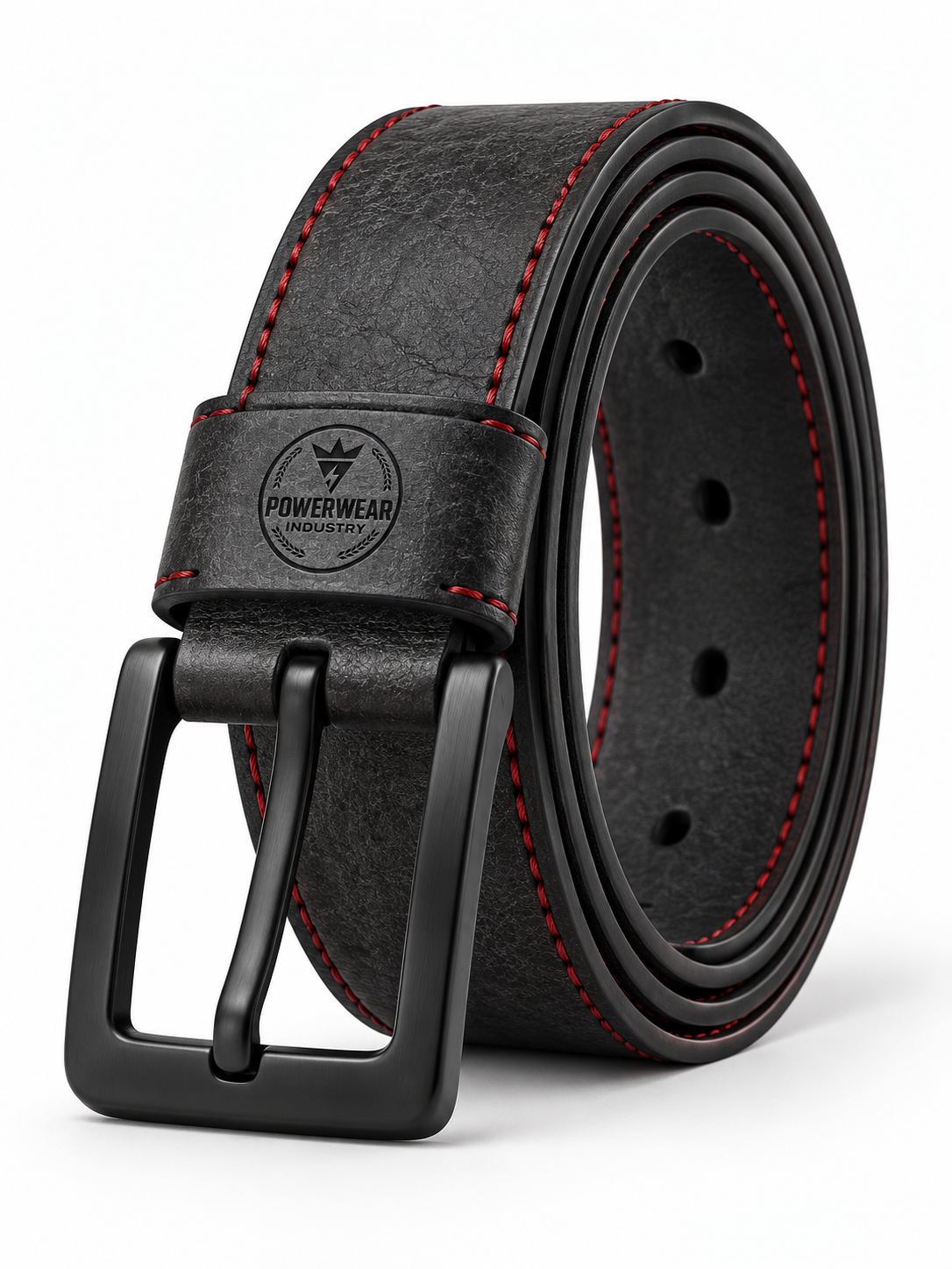 Wholesale Charcoal Red Stitch Leather Belt - Custom Manufacturing | Power Wear Industry