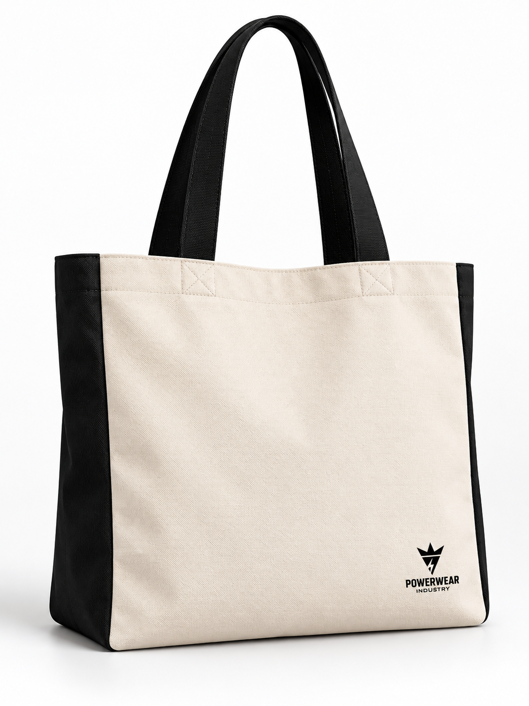 Wholesale Cream Black Minimal Tote Bag - Custom Manufacturing | Power Wear Industry