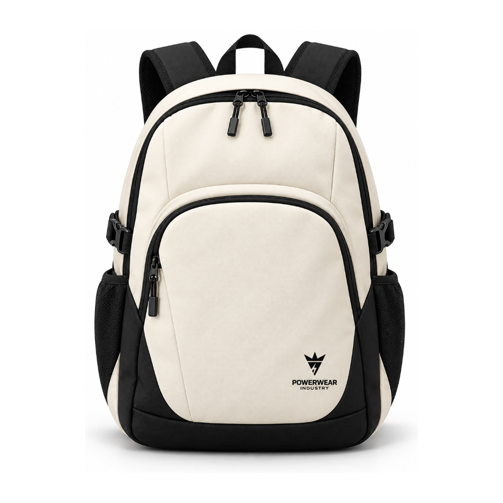 Cream Black Minimalist Campus Backpack - Power Wear Industry