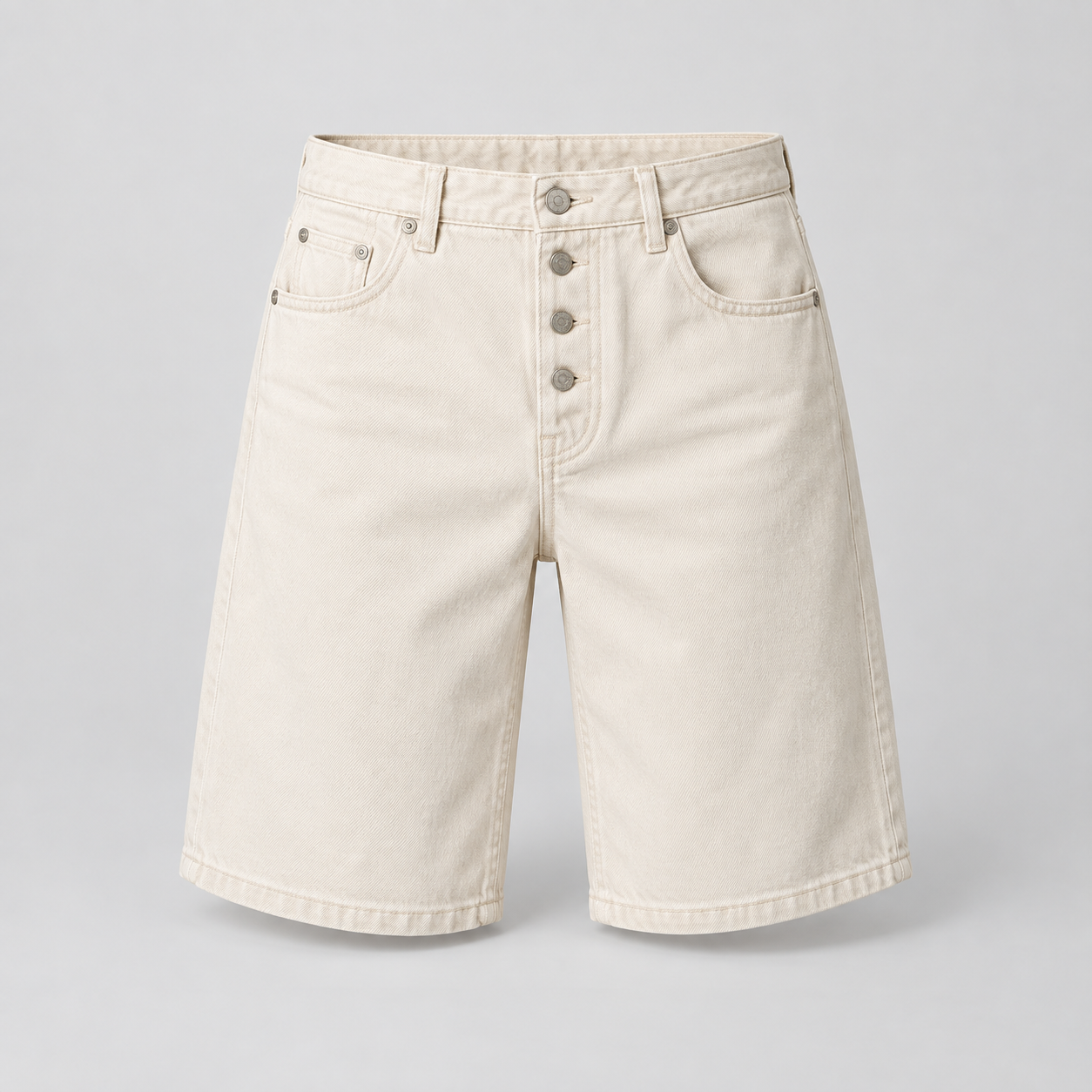 Ecru Cream Denim Shorts
