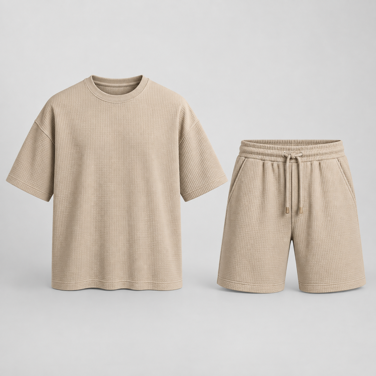 Sand Waffle T-Shirt and Shorts Set