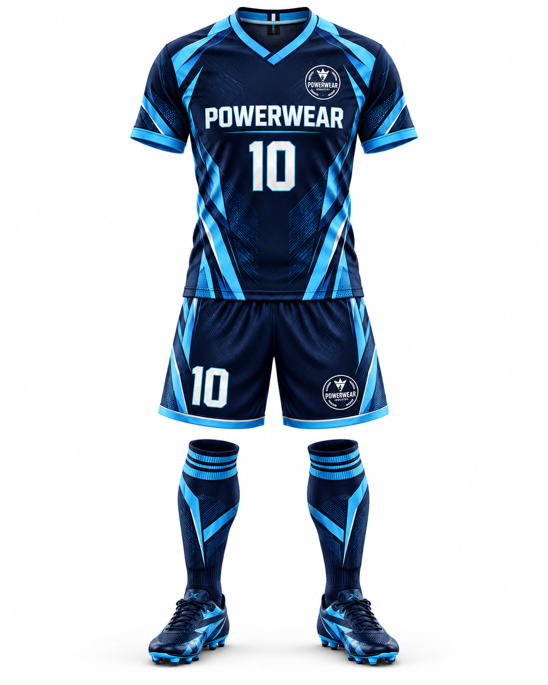 Wholesale Navy Gold Sublimation Football Kit - Custom Manufacturing | Power Wear Industry