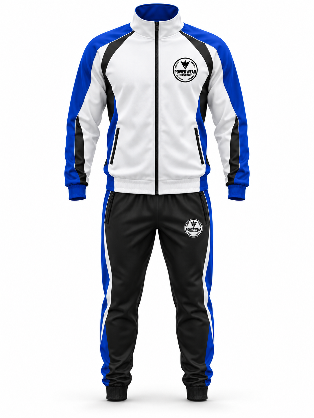 Wholesale Navy White Stripe Tracksuit Set - Custom Manufacturing | Power Wear Industry