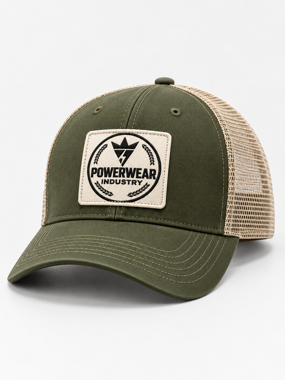 Wholesale Olive Green Logo Trucker Cap - Custom Manufacturing | Power Wear Industry