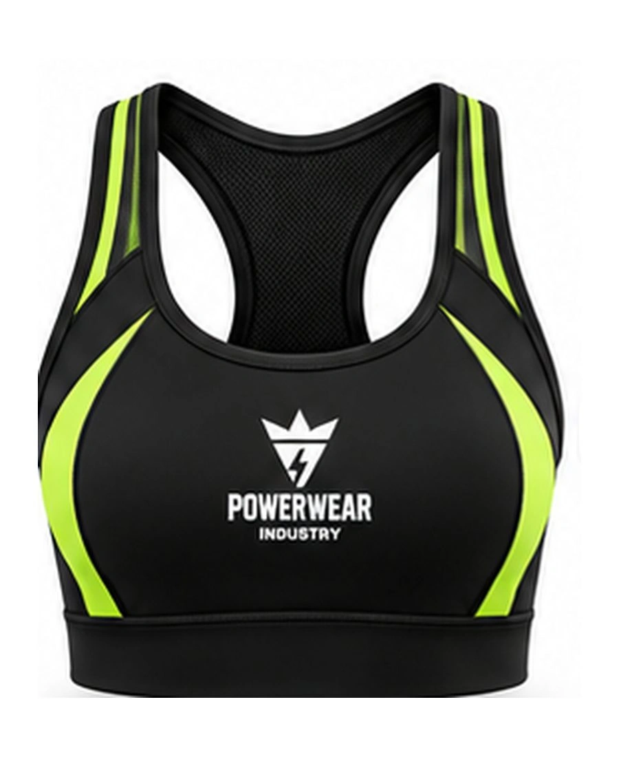 Seamless V-Neck Sculpting Workout Bralette by Power Wear Industry with branded crest