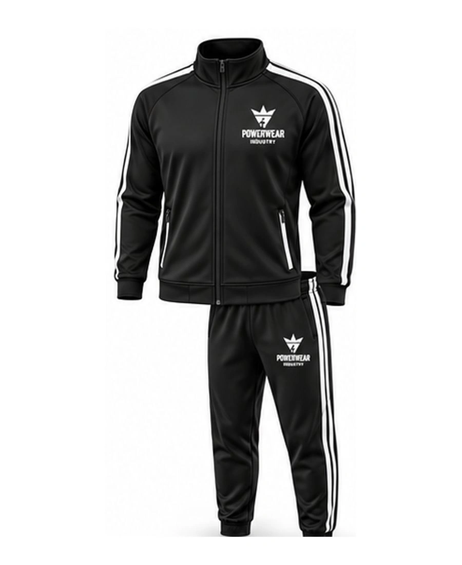 Slim-Fit Poly-Interlock Performance Tracksuit by Power Wear Industry with branded crest