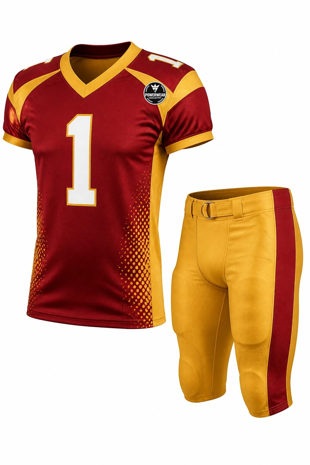 Custom American Football Uniform — Design 01 by Power Wear Industry with left-chest logo