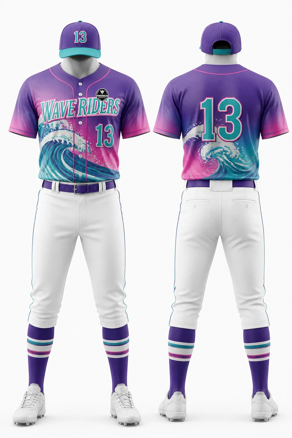 Custom Baseball Uniform — Design 03 by Power Wear Industry with left-chest logo