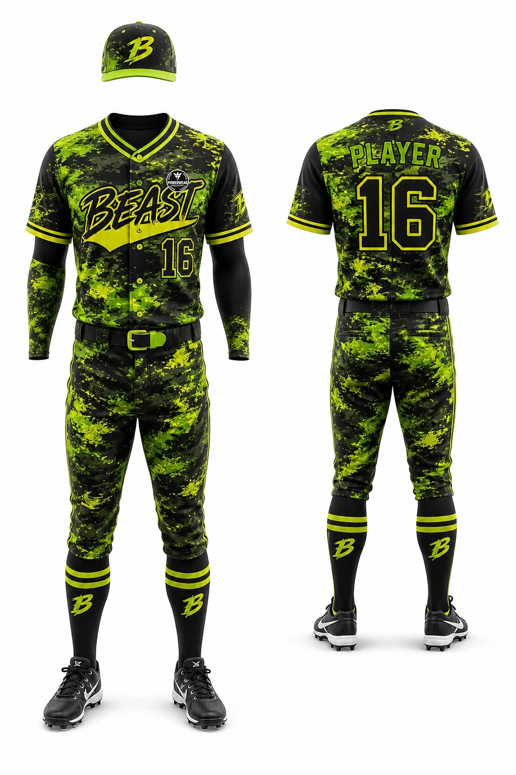 Custom Baseball Uniform — Design 04 by Power Wear Industry with left-chest logo