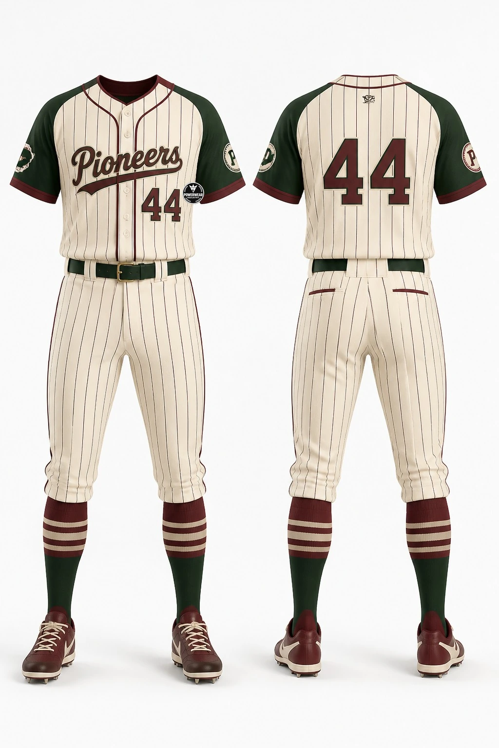 Custom Baseball Uniform — Design 10 by Power Wear Industry with left-chest logo