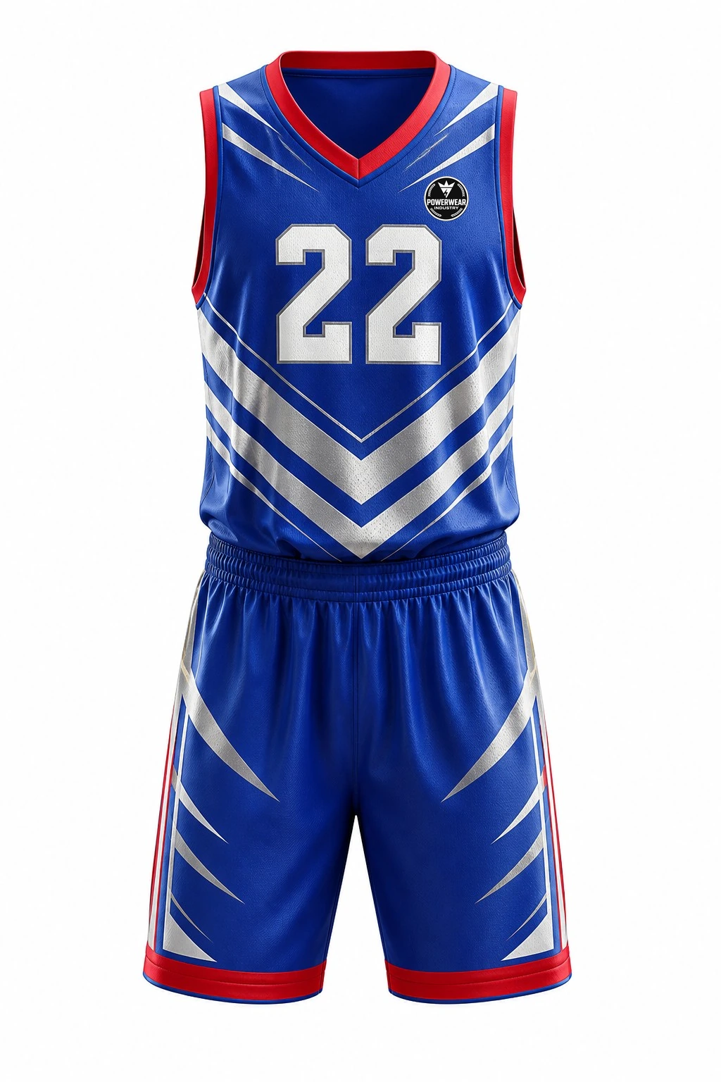Custom Basketball Uniform — Design 05 by Power Wear Industry with left-chest logo