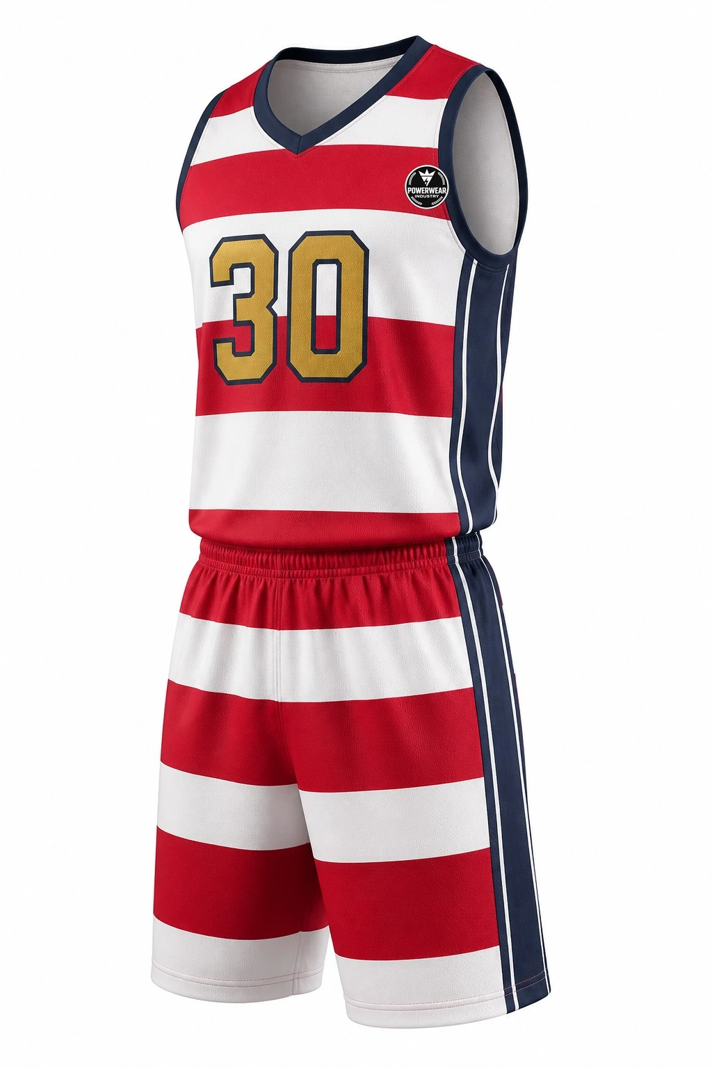Custom Basketball Uniform — Design 07 by Power Wear Industry with left-chest logo