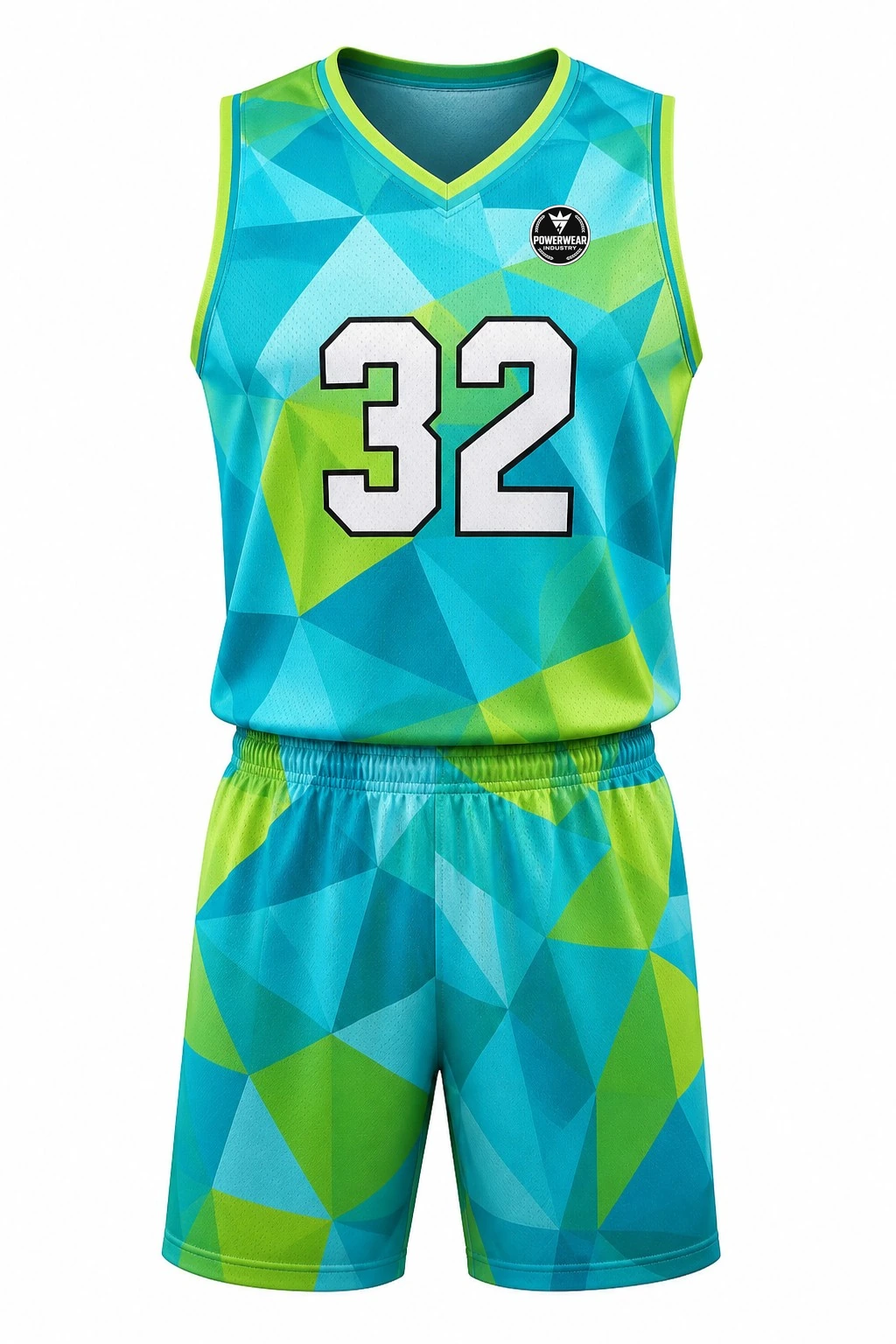 Custom Basketball Uniform — Design 08 by Power Wear Industry with left-chest logo