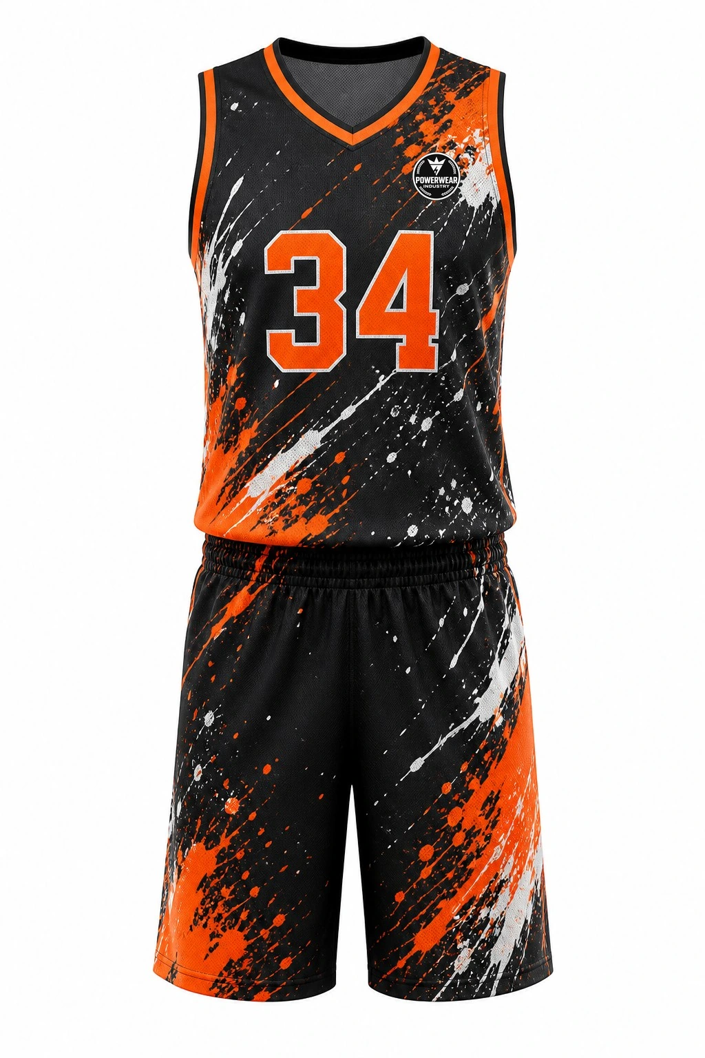 Custom Basketball Uniform — Design 09 by Power Wear Industry with left-chest logo