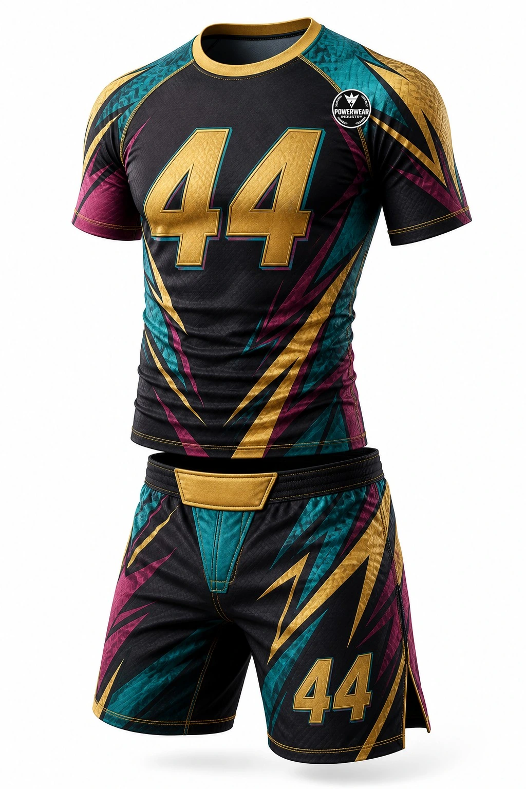 Custom MMA Set — Design 04 by Power Wear Industry with left-chest logo