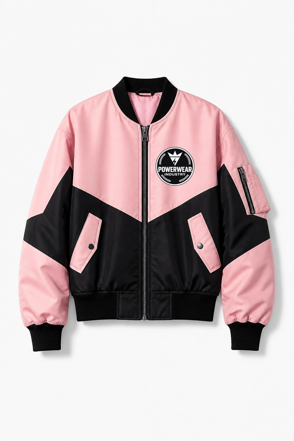 Custom Streetwear Jacket — Design 12 by Power Wear Industry with branded badge