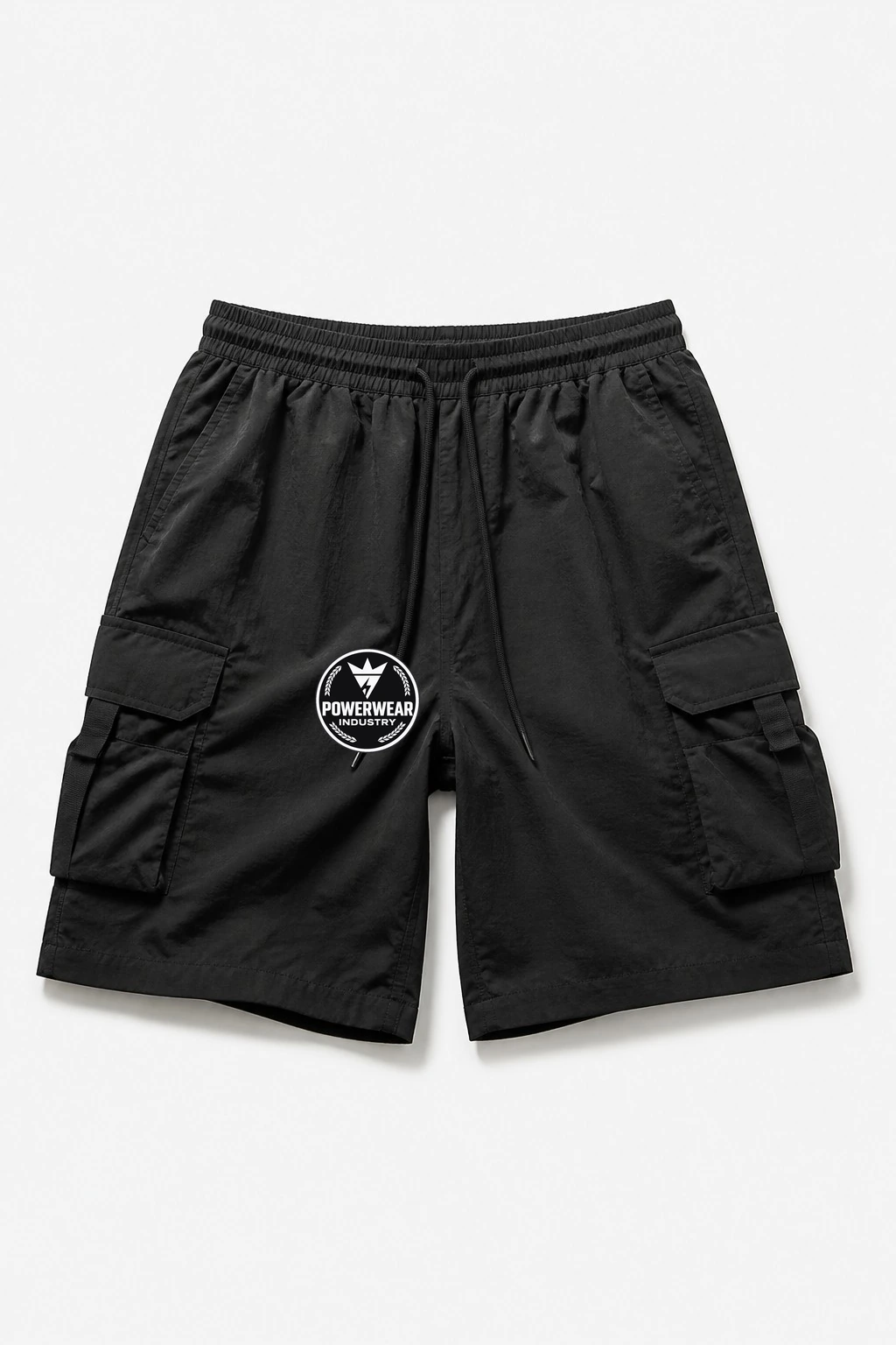 Custom Streetwear Shorts — Design 02 by Power Wear Industry with branded badge
