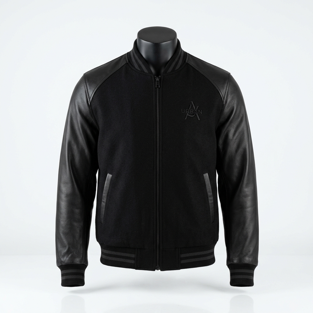 Wholesale Premium All-Black Varsity Jacket - Custom Manufacturing