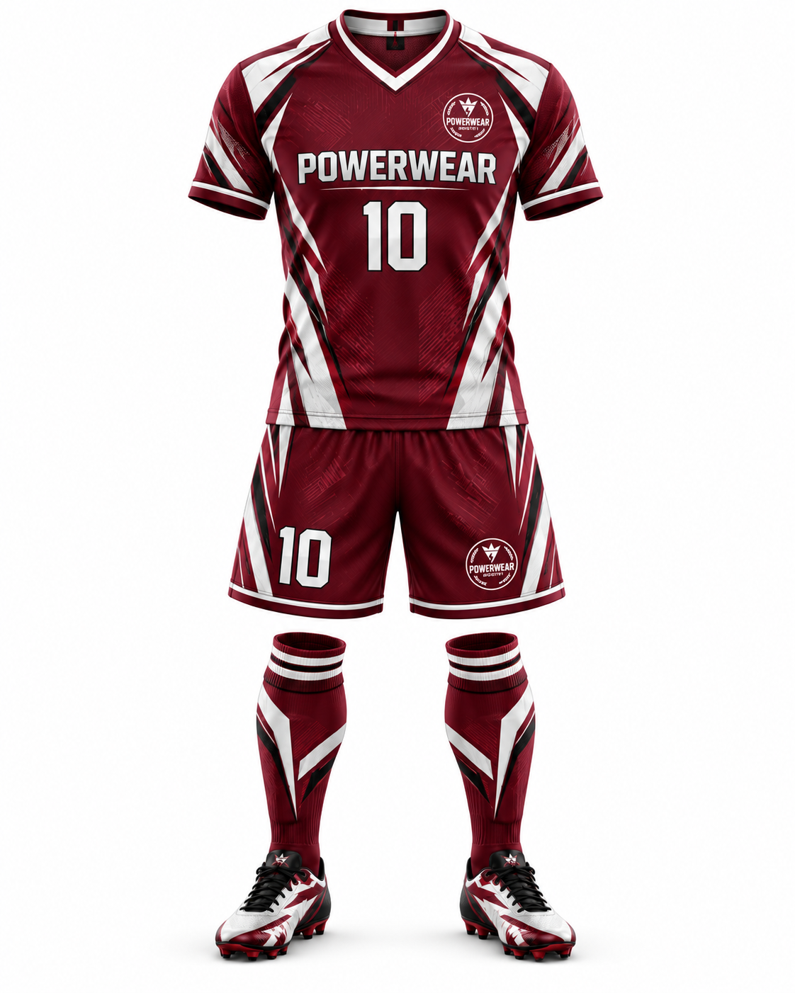 Wholesale Red Black Geometric Football Uniform - Custom Manufacturing | Power Wear Industry