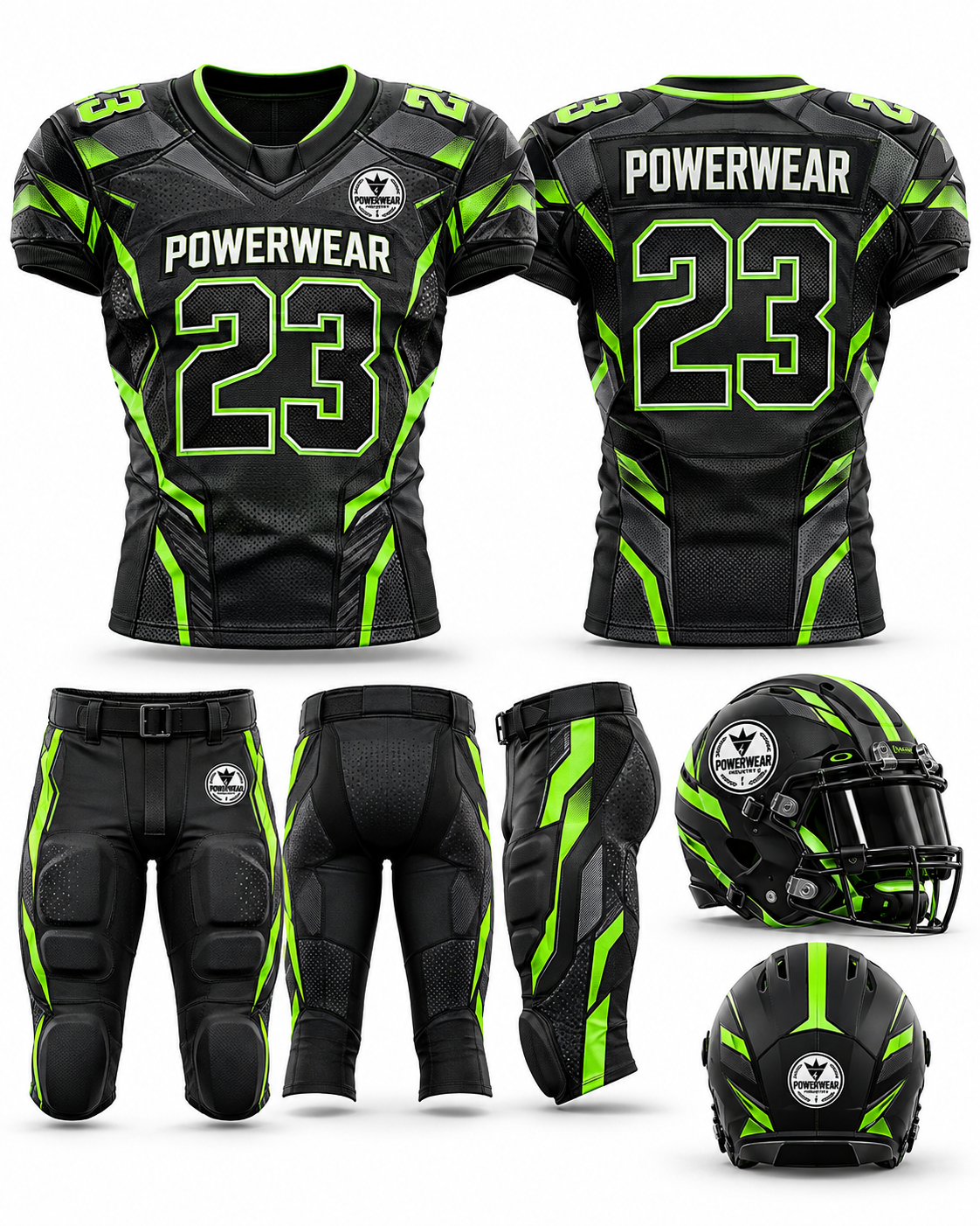 Black Neon American Football Uniform - Powerwear Industry
