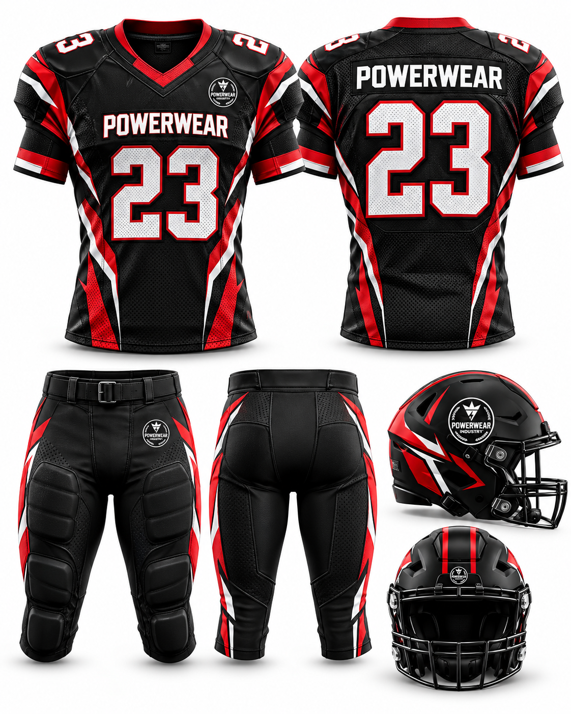 Black Red American Football Uniform - Powerwear Industry