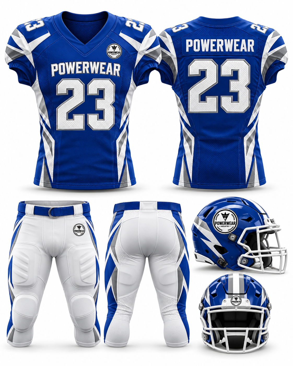 Blue White American Football Uniform - Powerwear Industry