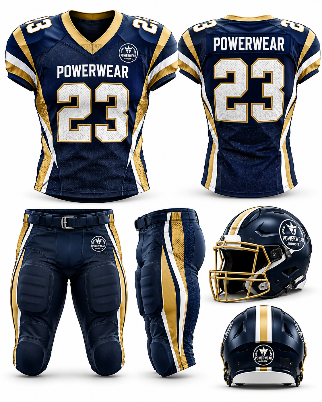 Navy Gold American Football Uniform - Powerwear Industry