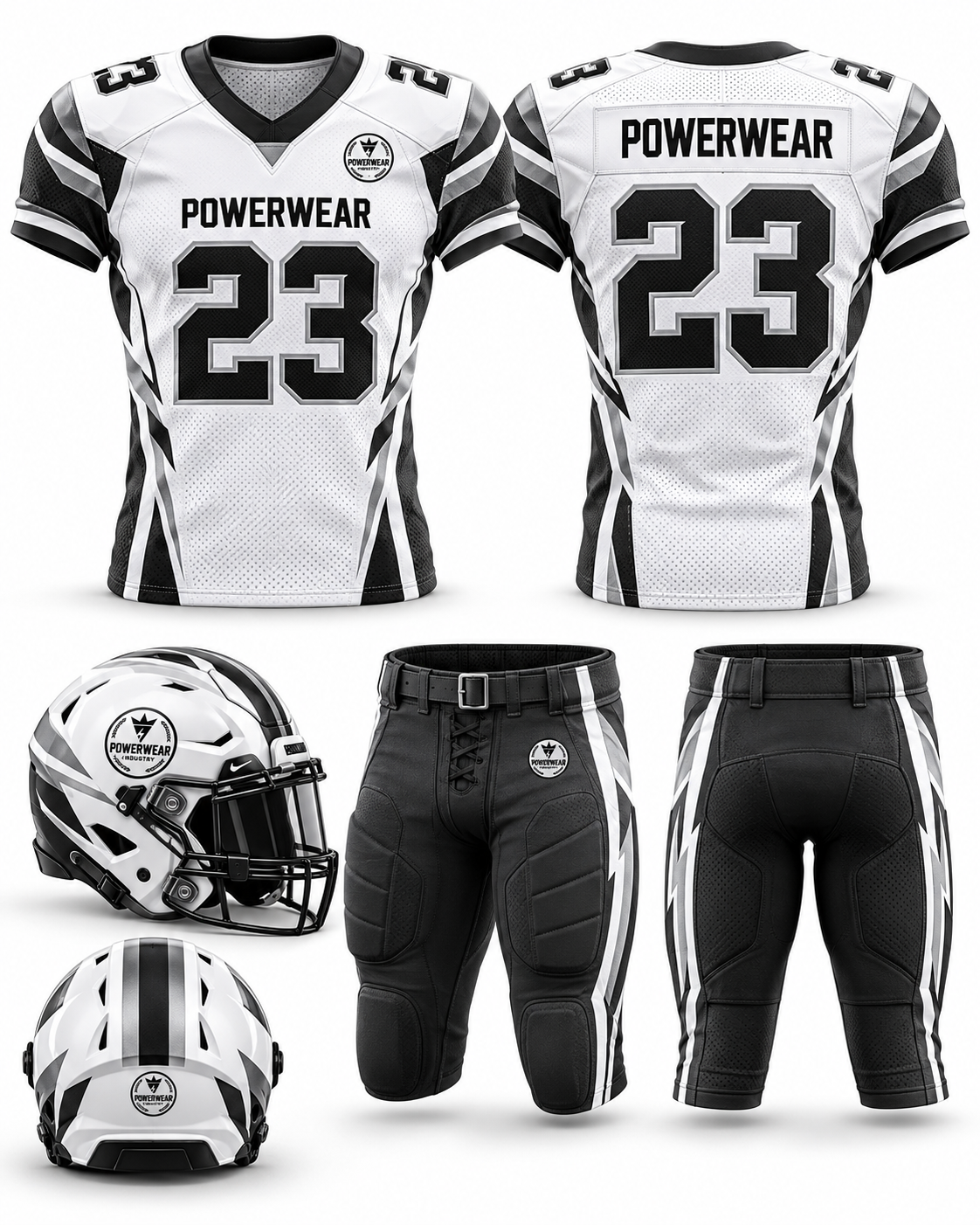White Black American Football Uniform - Powerwear Industry