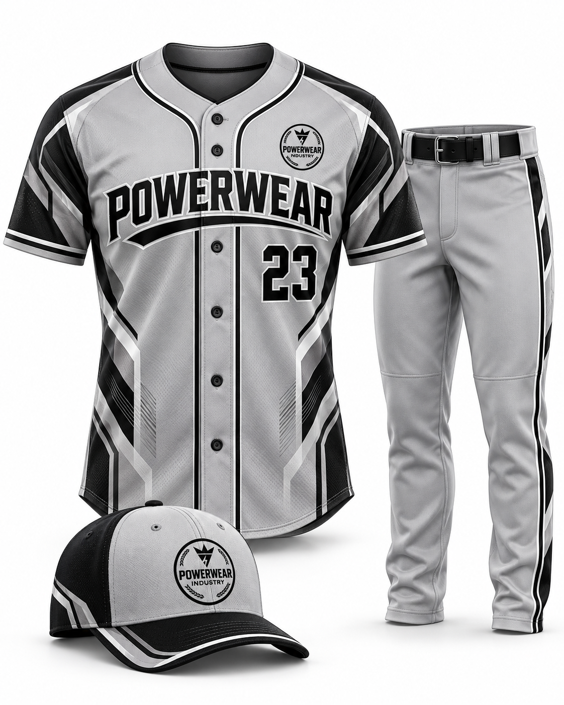 Grey Black Baseball Uniform - Powerwear Industry