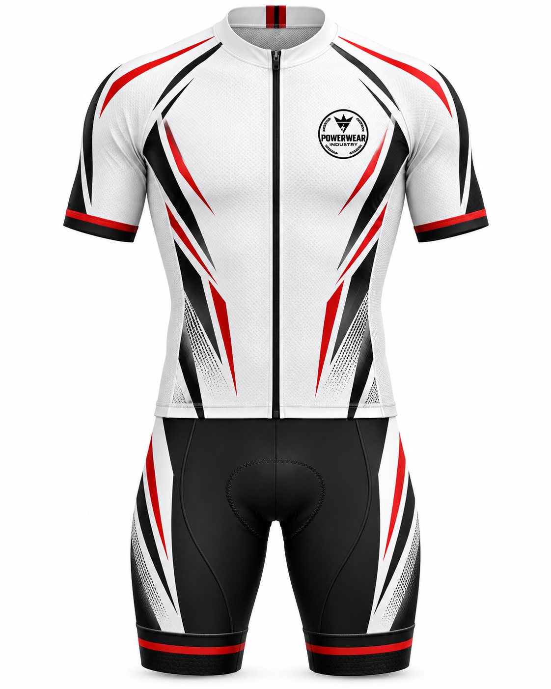 White Red Black Cycling Kit - Powerwear Industry