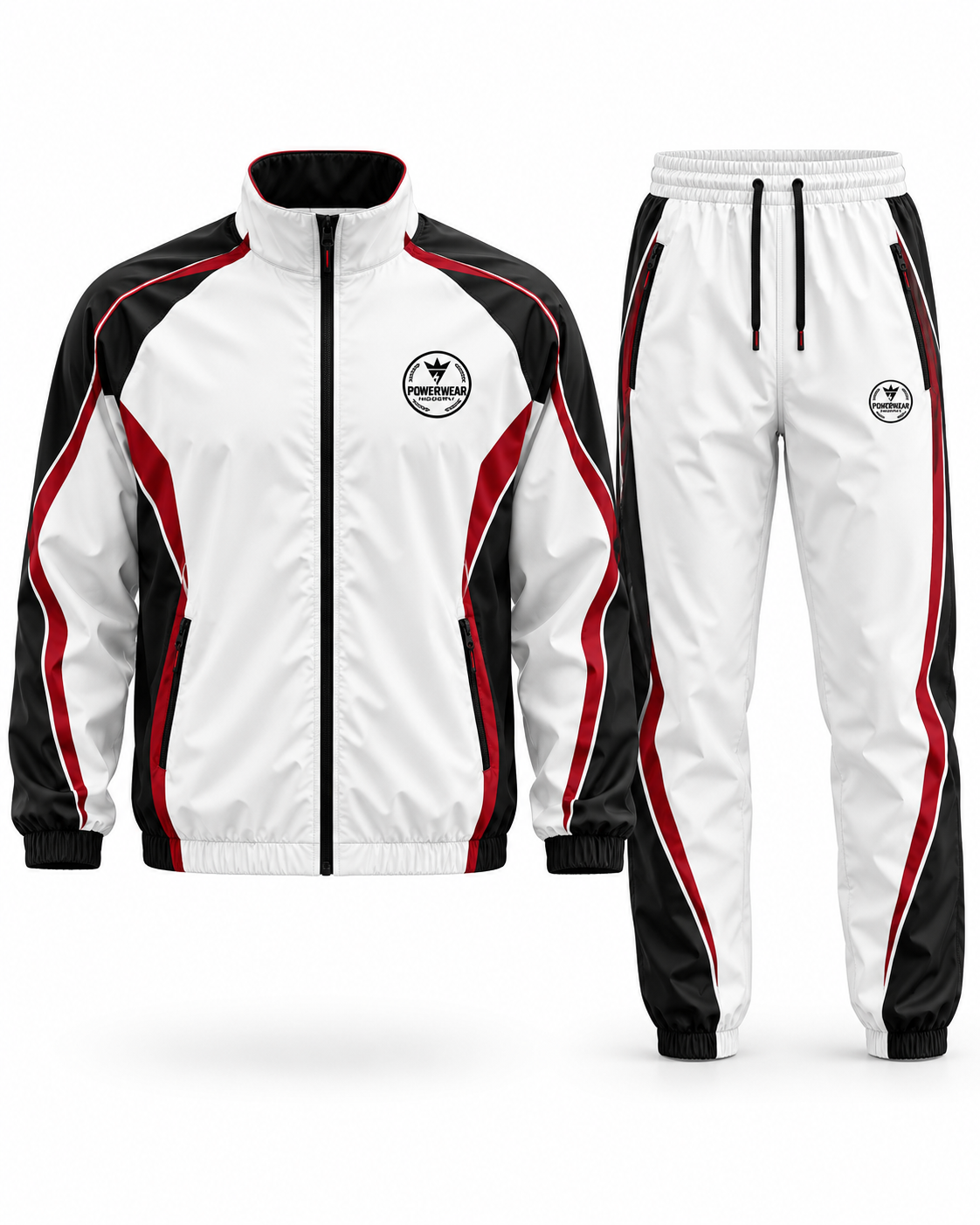 White Black Red Windbreaker Set - Powerwear Industry